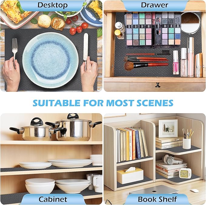 Drawer Liners, Waterproof Shelf Liner, Anti-Slip Non-Adhesive BPA Free Kitchen Cupboard Cabinet Liner Refridge Fridge Mats Sink Protector Strong Durable for Home (Grey/15.7in x 20Ft)