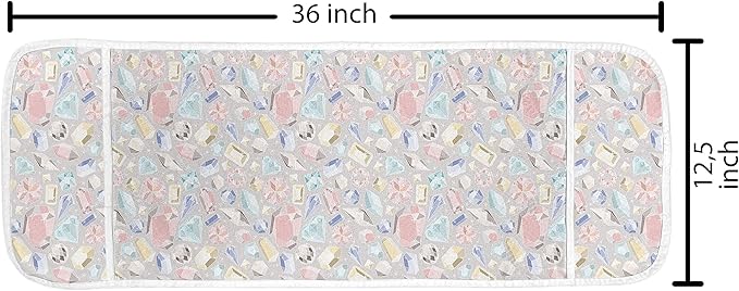 Ambesonne Pastel Microwave Oven Cover, Colorful Diamond Gemstone Rich Feminine Women Fashion Theme Digital Print, Water Resistant Organizer with Pockets for Kitchen, 36" x 12", Pastel Coconut
