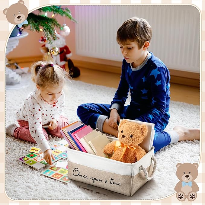 Marsui Book Lover Gifts Once Upon a Time Book Storage Basket Bin Bookish Accessories Bookworm & Librarian Gift for Club Members Student Teacher Reading Accessories