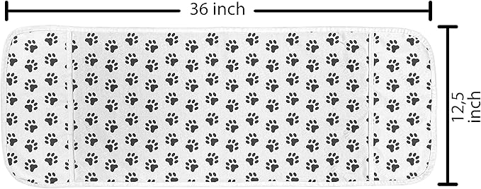 Ambesonne Paw Print Microwave Oven Cover, Puppy Kitten Dog and Cat Themed Repetitive Pet Foot's Stains Concept, Water Resistant Organizer with Pockets for Kitchen, 36" x 12", Grey White