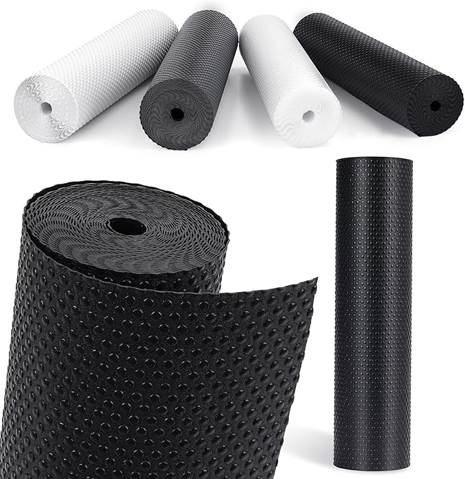Drawer Liners, Waterproof Shelf Liner, Anti-Slip Non-Adhesive BPA Free Kitchen Cupboard Cabinet Liner Refridge Fridge Mats Sink Protector Strong Durable for Home (Black/11.8in x 10Ft)
