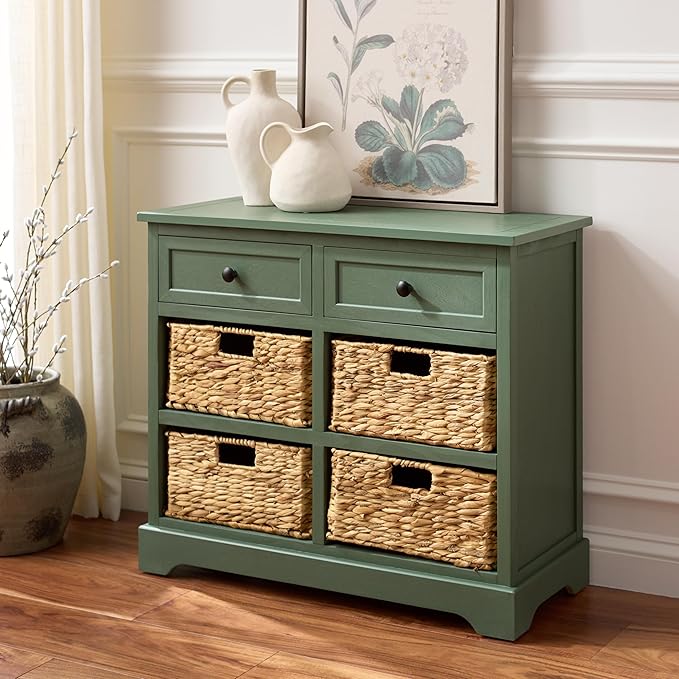 SAFAVIEH Home Collection â Herman Storage Unit, 2-Drawer 4-Basket Mixed-Material Organizer, Fully Assembled (AMH5702L)