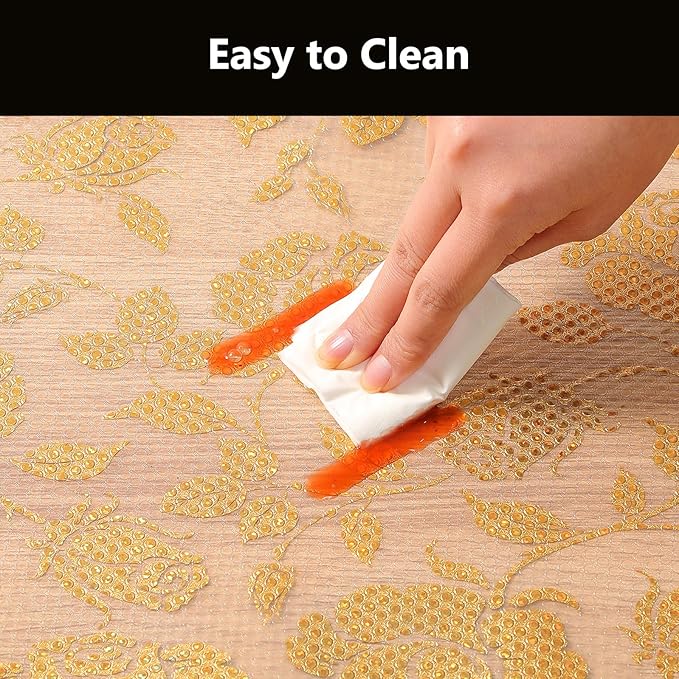 INNOLITES Shelf Liner for Cabinets, Non-Adhesive for Kitchen Drawer Liner, Waterproof Shelf Paper with Floral Pattern, Durable Easy to Clean (Golden Rose, 17.5" x 78.7")