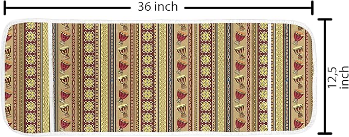 Ambesonne African Microwave Oven Cover, Oriental Djembe Drums Music Culture in Theme Geometric Chevrons Triangles, Water Resistant Organizer with Pockets for Kitchen, 36" x 12", Yellow Ruby