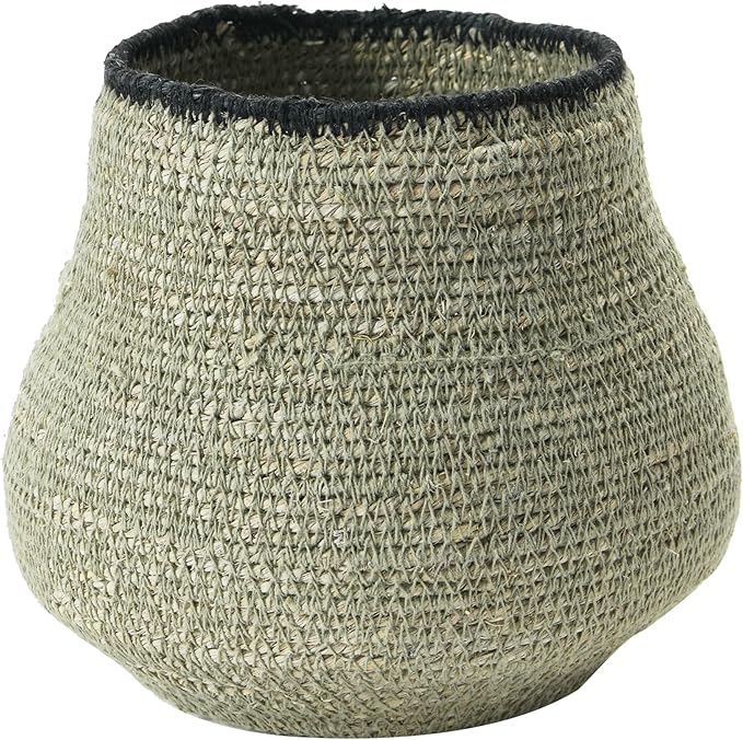 Bloomingville Hand-Woven Seagrass, Grey & Black Basket, AH1801