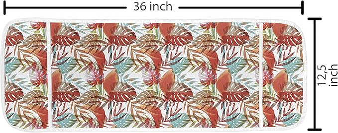 Ambesonne Botanical Microwave Oven Cover, Tropical and Colorful Jungle Monstera Leaves Along Paradise Flowers Pattern, Water Resistant Organizer with Pockets for Kitchen, 36" x 12", Red Teal