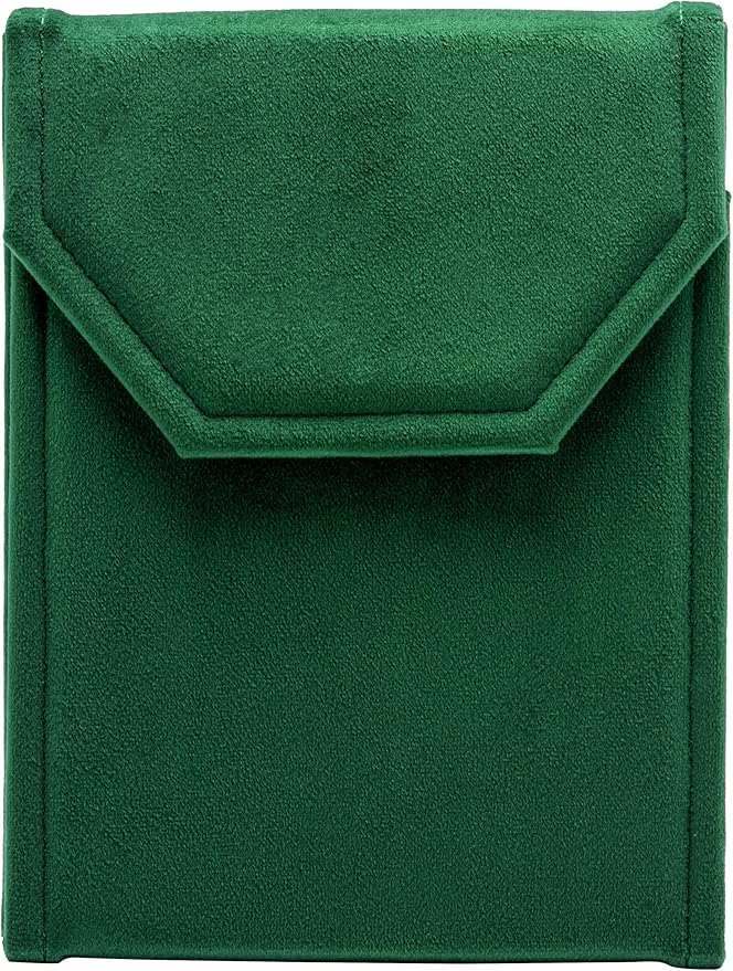 Velvet Necklace Jewelry Travel Folder Storage Display Case (Green)