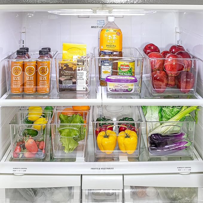 Sorbus Small Clear Plastic Storage Bins for Shelves, Clothes, with Handle - Clear Storage Bins, Drawer, Shelf, Closet, Pantry, Fridge, Freezer Organizer Bins, Closet Organizers and Storage (8 pack)