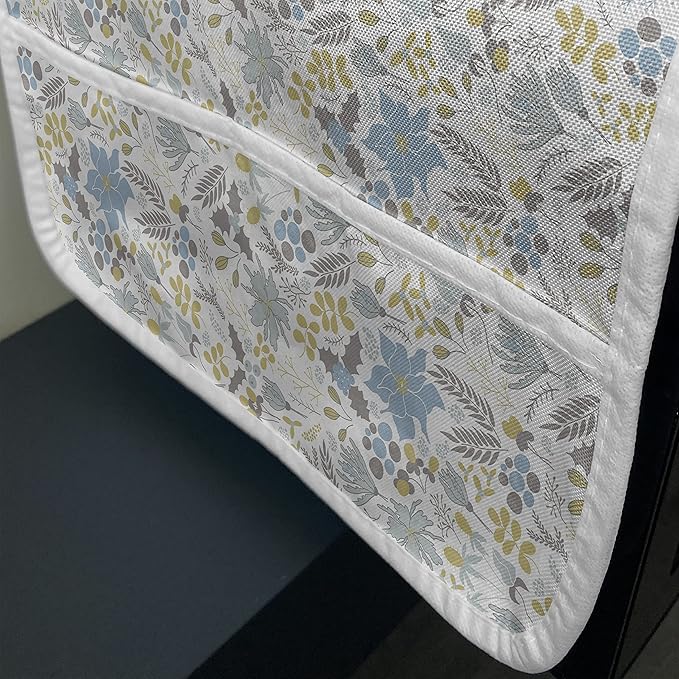Ambesonne Botanical Microwave Oven Cover, Wildflowers and Berries Scattered, Water Resistant Organizer with Pockets for Kitchen, 36" x 12", Blue Grey