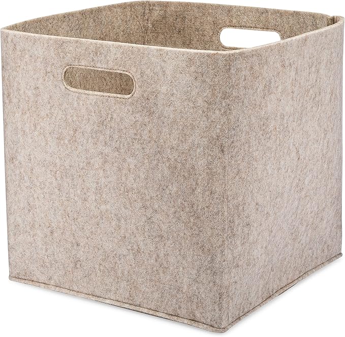 Parker Baby Felt Foldable Storage Cube - 11 Inch Nursery Cubby Bin for Cube Organizer, Closet Organizers and Storage Toy Bin, Rope Baskets Bins for Toyâs Storage - Oatmeal