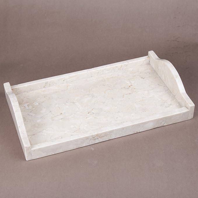 Creative Home Champagne Marble Arch Vanity Tray â Large 12.5" x 7.2" Beige Marble Organizer for Bathroom Countertop