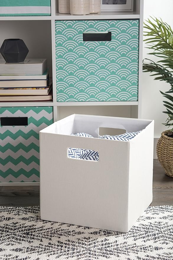 DII Poly-Cube Storage Collection Hard Sided, Collapsible Solid, Large, Off White (Pack of 2)