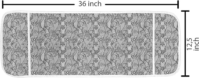Ambesonne Floral Microwave Oven Cover, Lace Gothic Pattern with Flower Effect and Leaves Ornamental Antique Feminine Design, Water Resistant Organizer with Pockets for Kitchen, 36" x 12", Black Grey