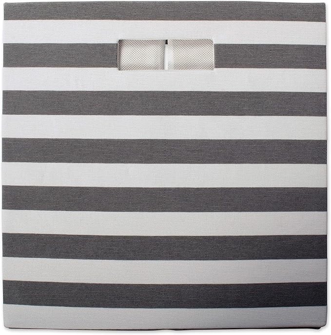 DII Polyester Cube Storage Collection Collapsible Hard Sided Bin, 13x13x13", Gray