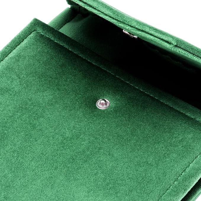 Velvet Necklace Jewelry Travel Folder Storage Display Case (Green)