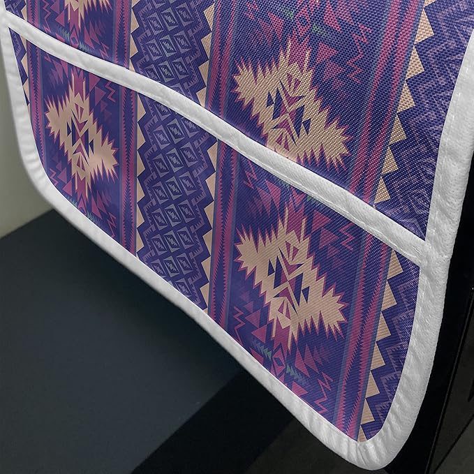 Ambesonne Aztec Microwave Oven Cover, Modern Inspire Print of Mexican Civilization in Energetic Colors, Water Resistant Organizer with Pockets for Kitchen, 36" x 12", Fuchsia Peach