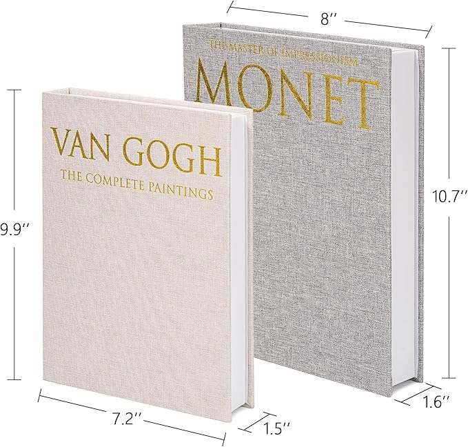 Decorative Book Storage Box Set of 2, Stylish Decorative Books, Linen Faux Book Storage Box for Bookshelf, Coffee Tables, Home Decor, Beige