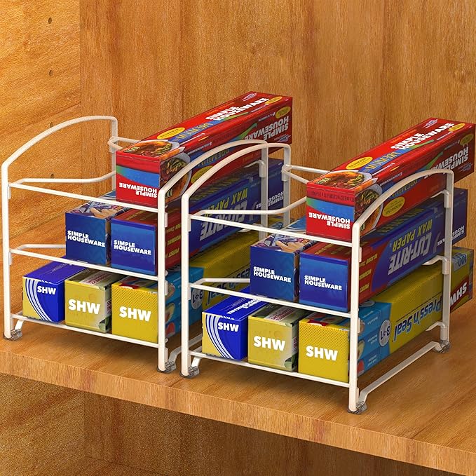 Simple Houseware Kitchen Wrap Organizer Rack, White