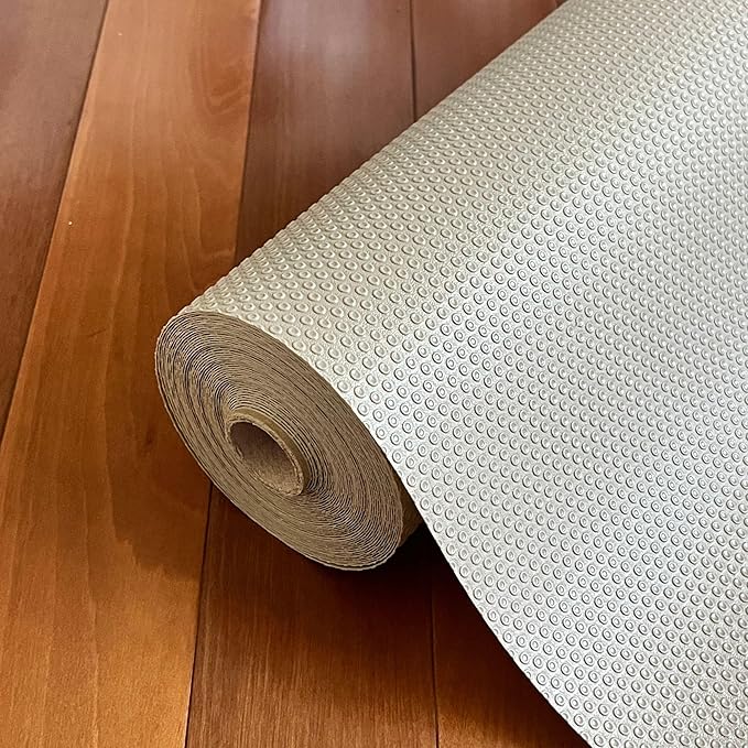 EVALAND Shelf Liners for Kitchen Cabinets Non-Adhesive 17.7" x 33 FT Beige Drawer Liner Non Slip, Washable Cabinet Liner, Waterproof Shelf Liners for Cabinets, Refrigerator Bathroom Pantry - Thickened