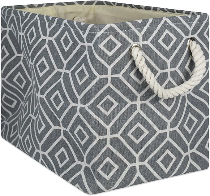 DII Collapsible Polyester Storage Bin, Stained Glass, Gray, Large Rectangle