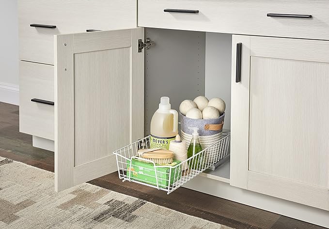ClosetMaid Pull Out Cabinet Organizer, Heavy Duty, Slide Out Pantry Shelves Drawers for Kitchen, Bathroom, 5.25" H x 11.13" W x 20" D, White