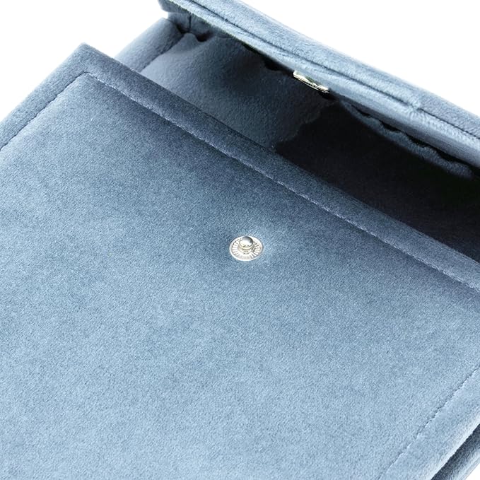Velvet Necklace Jewelry Travel Folder Storage Display Case (Light Ocean Blue)