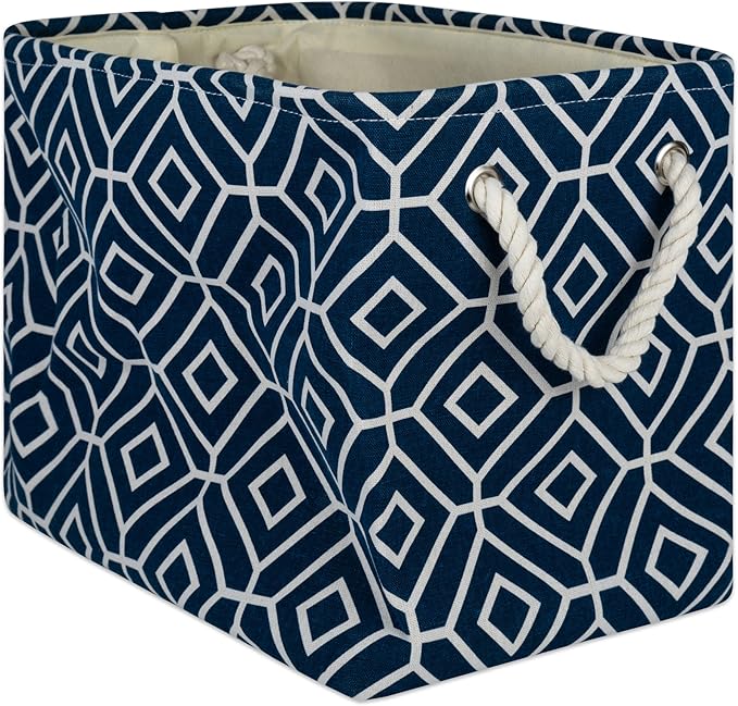 DII Collapsible Polyester Storage Bin, Stained Glass, Navy, Large Rectangle