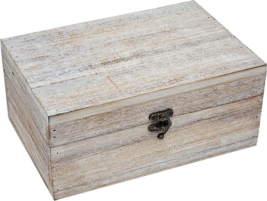 Philip Whitney Rustic Wood Storage Box for Trinket Jewelry - Antique White