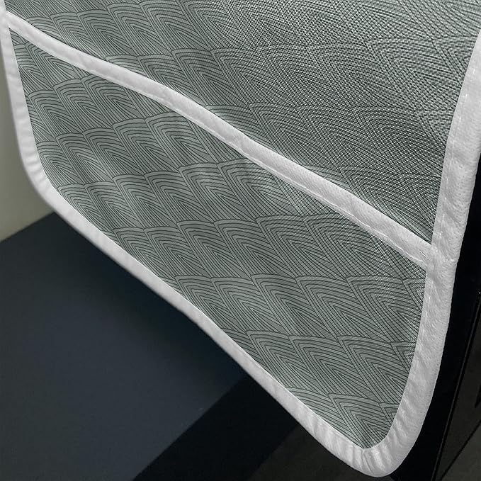 Ambesonne Abstract Microwave Oven Cover, Illustration of Hand Drawn Like Concentric Triangles with Curved Corners, Water Resistant Organizer with Pockets for Kitchen, 36" x 12", Dark Sea Green