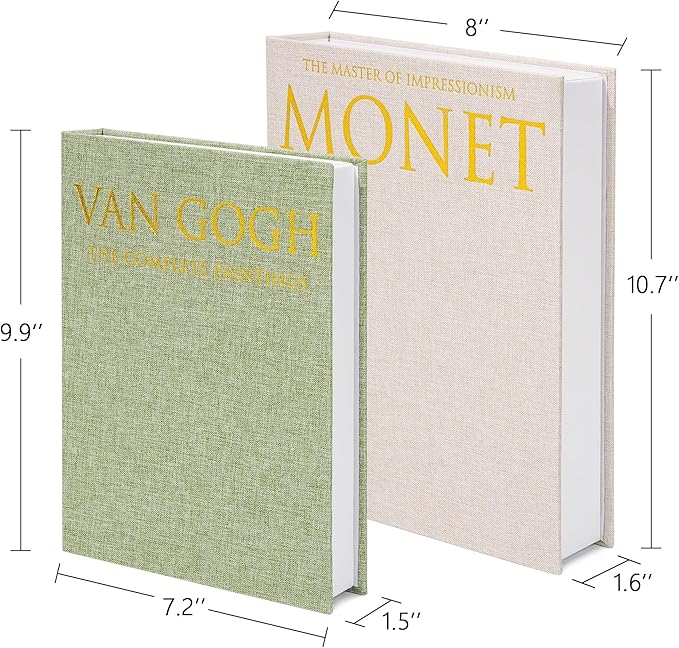 Decorative Book Storage Box Set of 2, Stylish Decorative Books, Linen Faux Book Storage Box for Bookshelf, Coffee Tables, Home Decor, GrassGreen