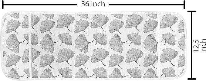 Ambesonne Gingko Microwave Oven Cover, Minimalist Style Nature Leafage Simplistic Growth Herbs Print, Water Resistant Organizer with Pockets for Kitchen, 36" x 12", White Black