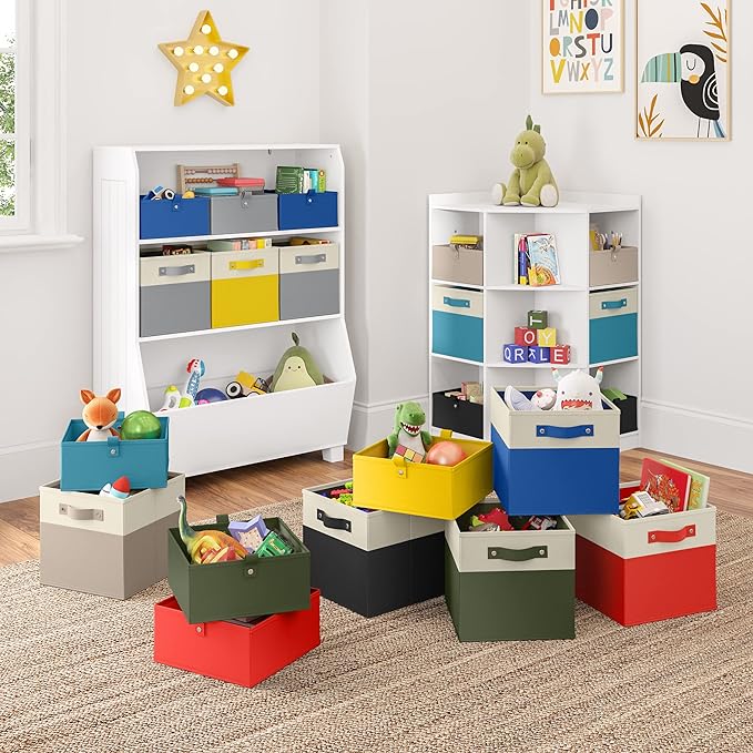 RiverRidge Kids 2pc 10.5in. W x 5in. H Folding Storage Bin Set - Black
