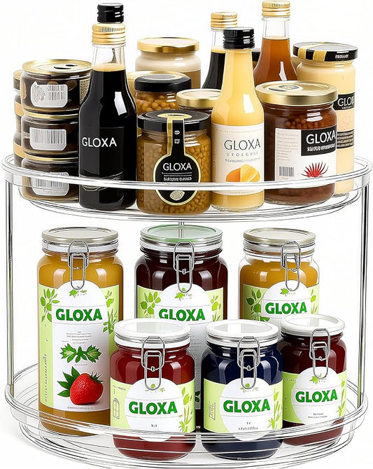 2 Tier Lazy Susan Turntable Organizer 9.25'' Rotating Spice Rack Organization, 1 Pack