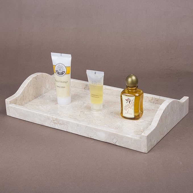 Creative Home Champagne Marble Arch Vanity Tray â Large 12.5" x 7.2" Beige Marble Organizer for Bathroom Countertop