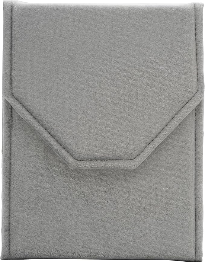 Velvet Necklace Jewelry Travel Folder Storage Display Case (Grey)