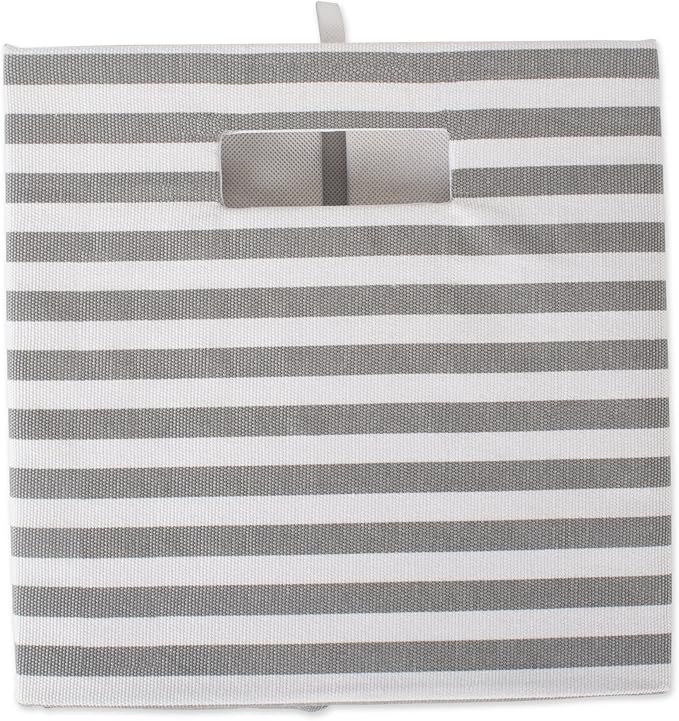 DII Collapsible Polyester Storage Cube, Pinstripe, Gray, Large