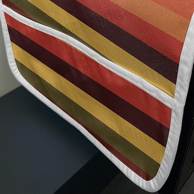 Ambesonne Abstract Microwave Oven Cover, Vertical Striped Color Bands Vibrant Tones Geometric Straight Lines Design, Water Resistant Organizer with Pockets for Kitchen, 36" x 12", Red Green