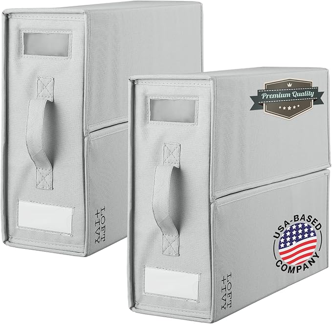 LOFT + IVY Sheet Organizers and Storage â Bed Sheet Holders Box for Linen Closet, Foldable Bedding Storage with Handles, Label Slot, Closure