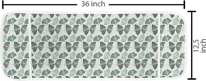 Ambesonne Gingko Microwave Oven Cover, Mother Nature Ginkgo Biloba Tree Leaves Homeopathic Therapy Foliage Pattern, Water Resistant Organizer with Pockets for Kitchen, 36" x 12", White Green