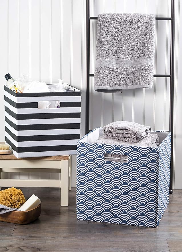 DII Polyester Cube Storage Collection Collapsible Hard Sided Bin, 13x13x13, Black (Pack of 6)