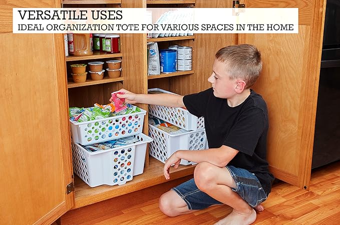 Short Slide-It Baskets, 2 Pack, Stacking and Sliding Modular Storage, Great Organizing Bins for Pantry, Closet, Bedroom, Office, and all Storage, 14” x 8.9” x 4.5”