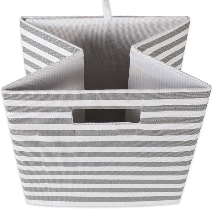 DII Collapsible Polyester Storage Cube, Pinstripe, Gray, Small
