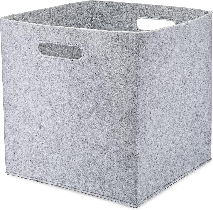 Parker Baby Felt Foldable Storage Cube - 13 Inch Nursery Cubby Bin for Cube Organizer, Closet Organizers and Storage Toy Bin, Rope Baskets Bins for Toyâs Storage - Gray