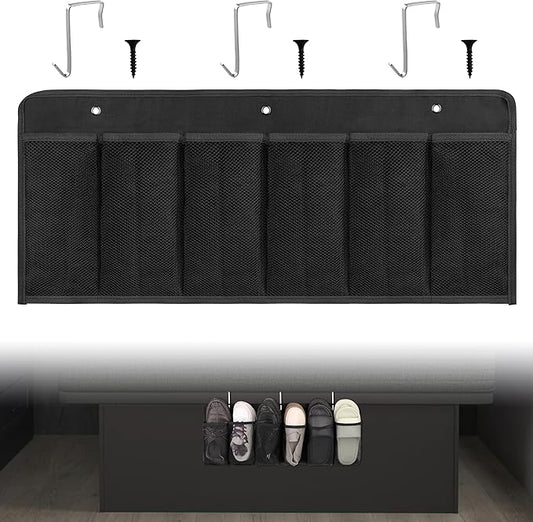 RV Shoe Pockets 6 Large Pockets Heavy Hanging Bedside Storage Organizer with Sturdy Hooks Storage Pockets Hangs on bed for Shoes Toys and Tool Accessories