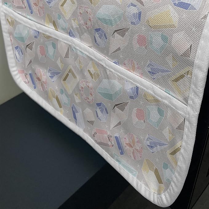 Ambesonne Pastel Microwave Oven Cover, Colorful Diamond Gemstone Rich Feminine Women Fashion Theme Digital Print, Water Resistant Organizer with Pockets for Kitchen, 36" x 12", Pastel Coconut