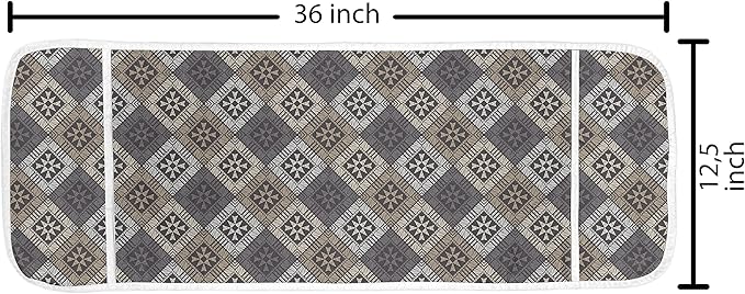 Ambesonne Abstract Microwave Oven Cover, Embellishment of Ethnic Traditional Structures, Water Resistant Organizer with Pockets for Kitchen, 36" x 12", Dimgray Grey