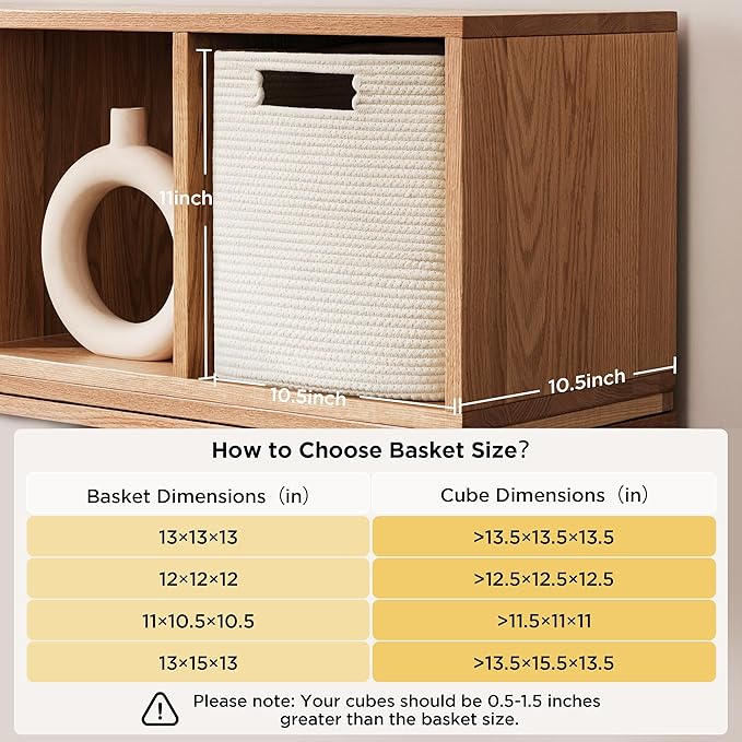 UBBCARE Set of 4 Storage Basket-11 X 10.5 X 10.5 In, Cotton Rope Basket for Shelves, Toys, Book, Cube Storage Bins with Handles, Woven Storage Basket for Organizing, Navy Blue