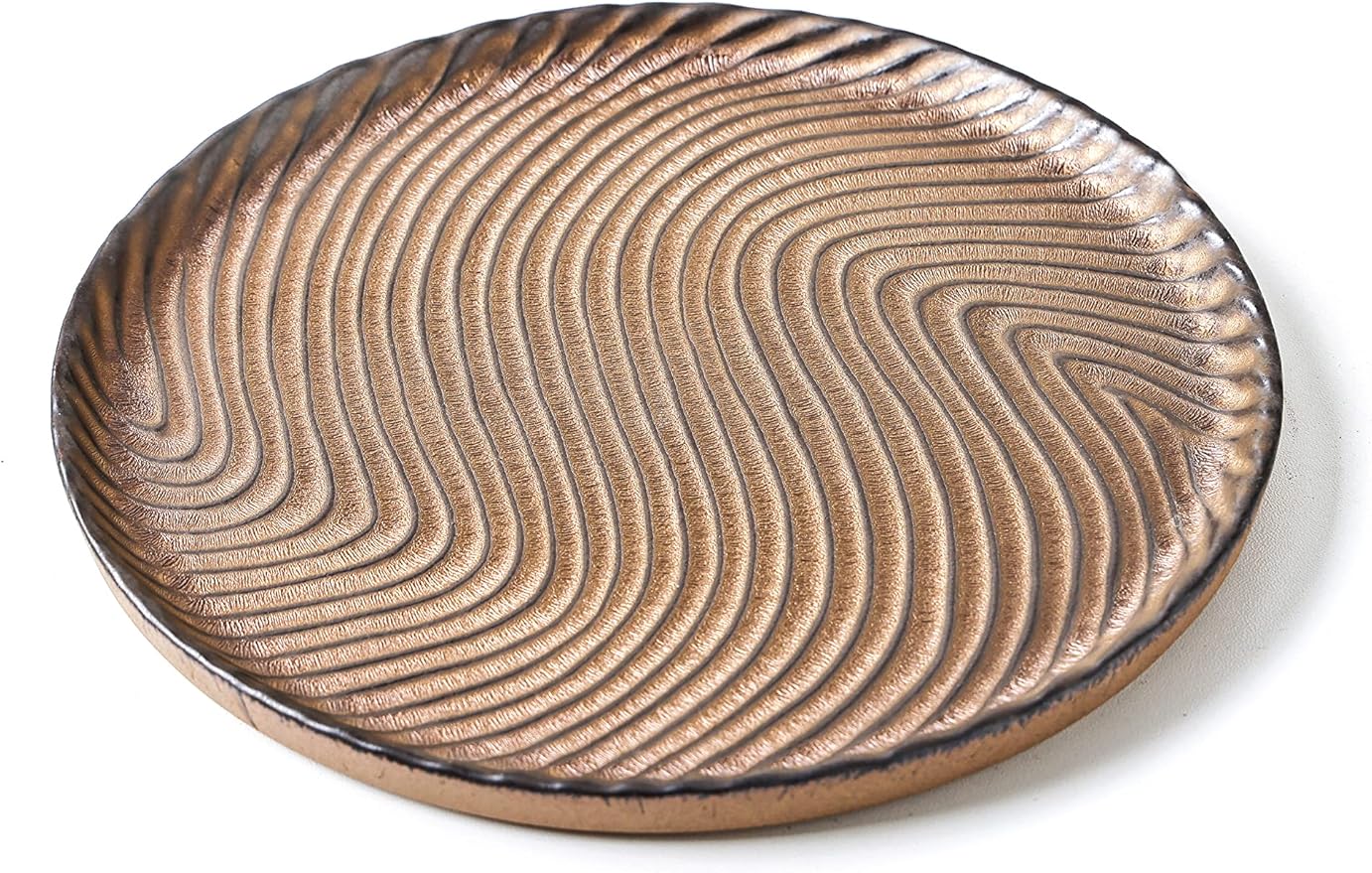 Vanity Tray, Candle Tray, Bathroom Tray, Countertop Tray, Perfume Holder Organizer, Decorative Tray for Dresser, Table, Bathroom Countertop, Home dÃ©cor, Round, Brown, 8"Ã8"