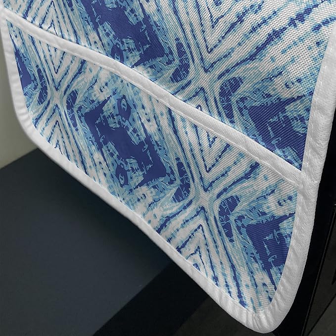 Ambesonne Psychedelic Microwave Oven Cover, Grunge Style Hippie Eastern Like Indonesian Folk Effect Design, Water Resistant Organizer with Pockets for Kitchen, 36" x 12", Pale Blue