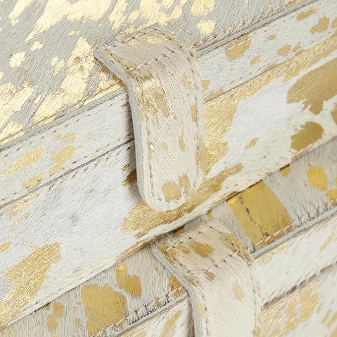 Deco 79 Leather Handmade Decorative Box Decorative Keepsake Boxes with Gold Foil Paint, Set of 2 Storage Boxes 8", 10"W, Gold
